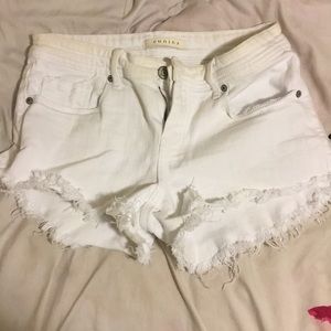 White low rise cutoff shorts